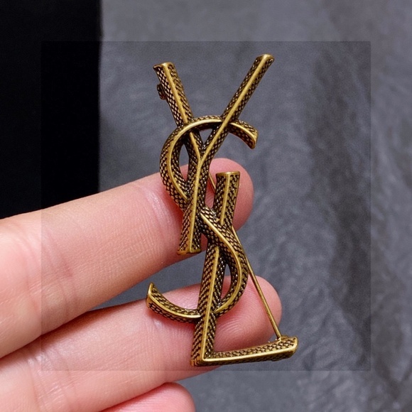 Saint Laurent Paris Bronze Brooch - Picture 3 of 7